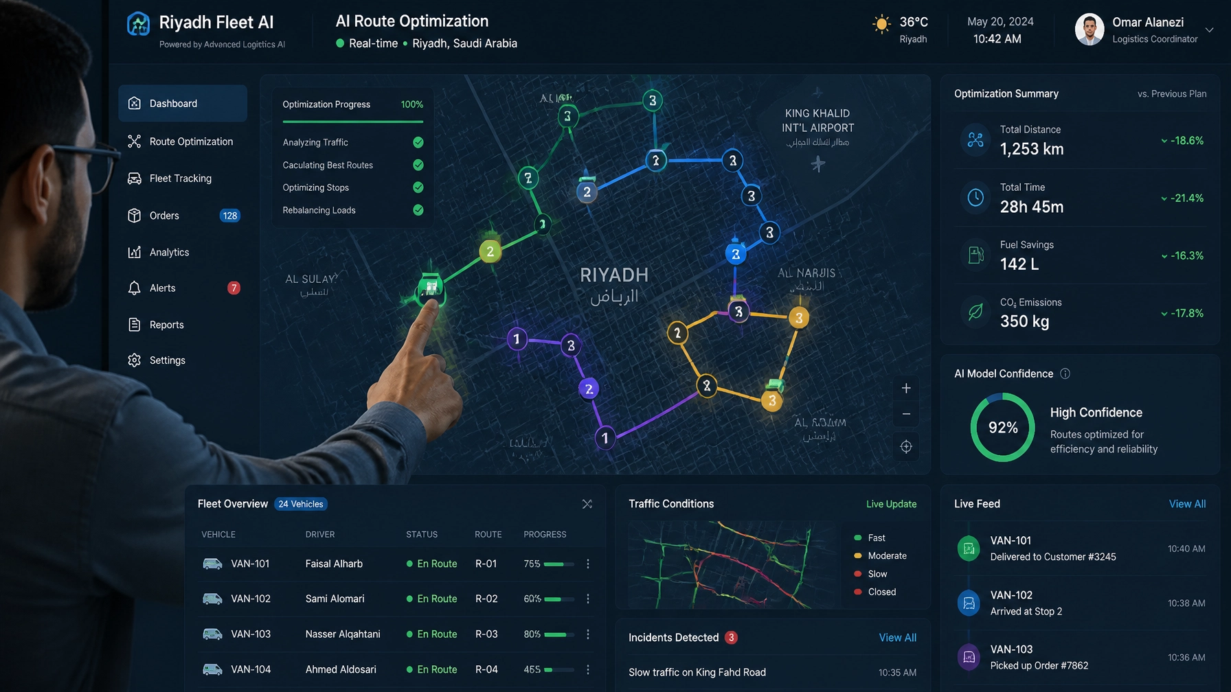 AI-powered route optimization interface